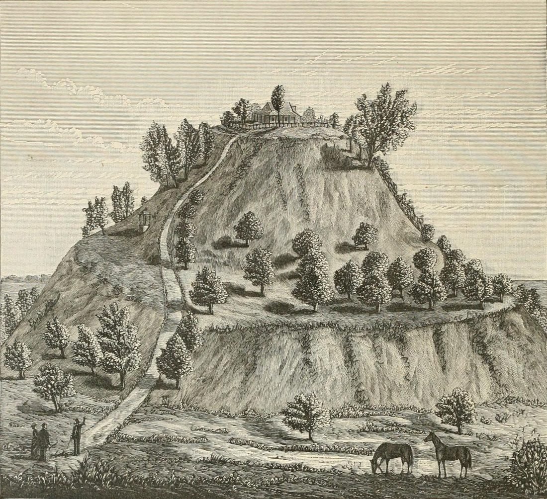Monks Mound, Cahokia — 1882 Engraving