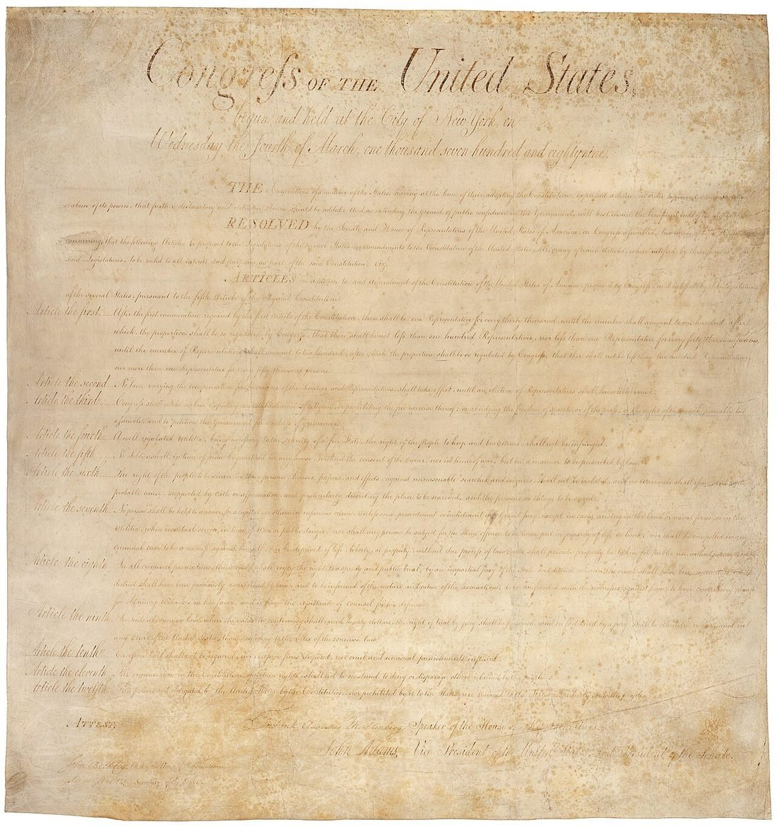 Bill of Rights, 1791