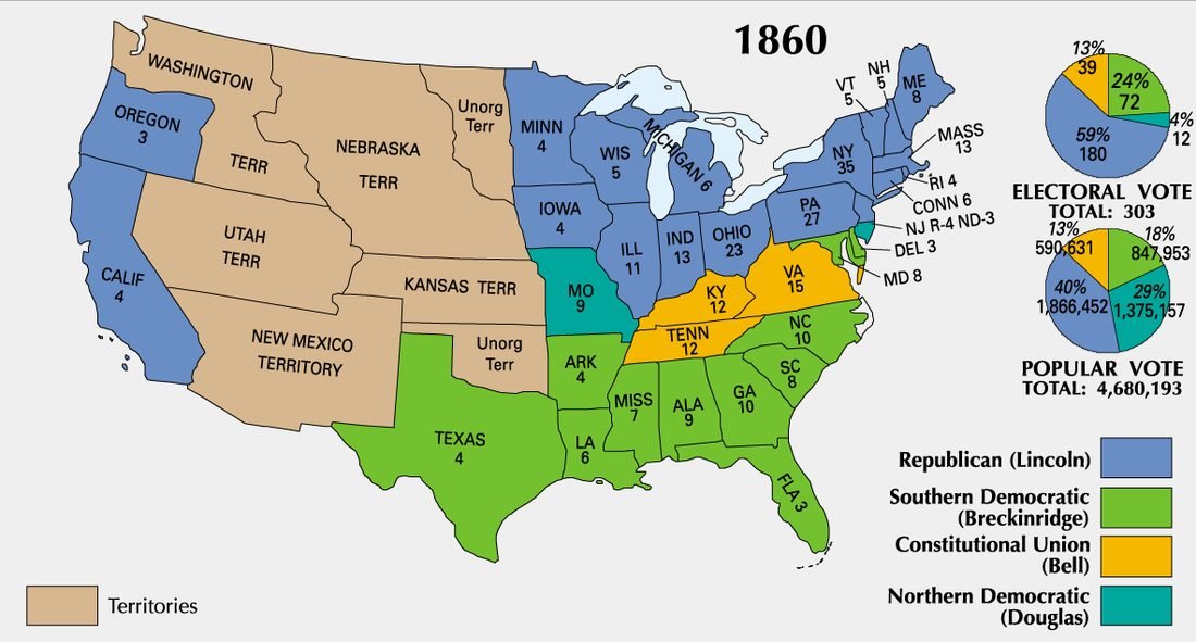 Electoral Map of the 1860 Presidential Election